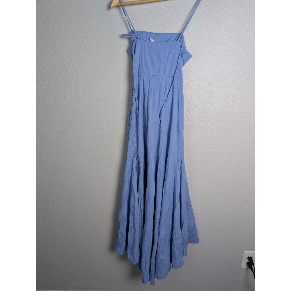 Free People Dress Womens S Blue Long Wrap Dress Strappy Square Neck Cotton - Picture 11 of 11